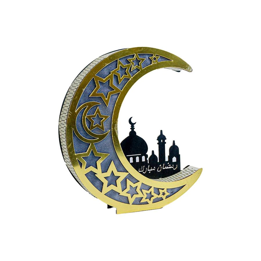 هلال رمضان خشبي مضيء - طراز ز