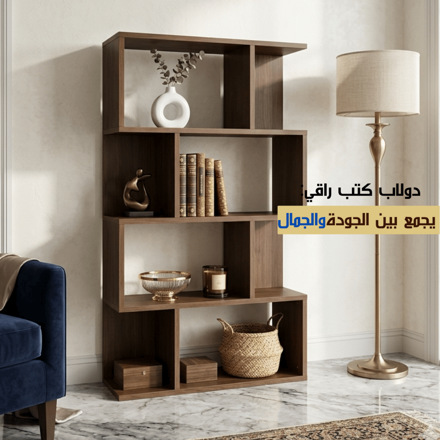 رف كتب خشبي مقسم 4 أرفف 70×127 سم لون بني – دولاب كتب زيركانو أنيق متعدد الاستخدام لتنظيم وترتيب الكتب والملفات والمجلات للمكتب والمنزل