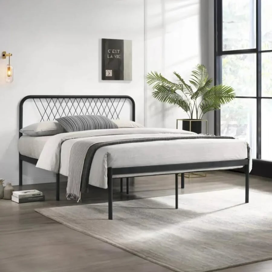 سرير حديد مقاس 120 سم × 190 سم - طراز ب