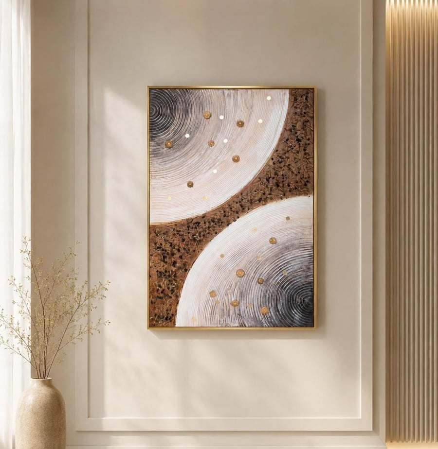 لوحة جدارية كيلتروة فاخرة 120×80 سم بإطار ذهبي – لوحة ديكور حائط فنية مودرن بتصميم راقٍ وأنيق، مناسبة للمجالس والصالات وغرف المعيشة والمداخل