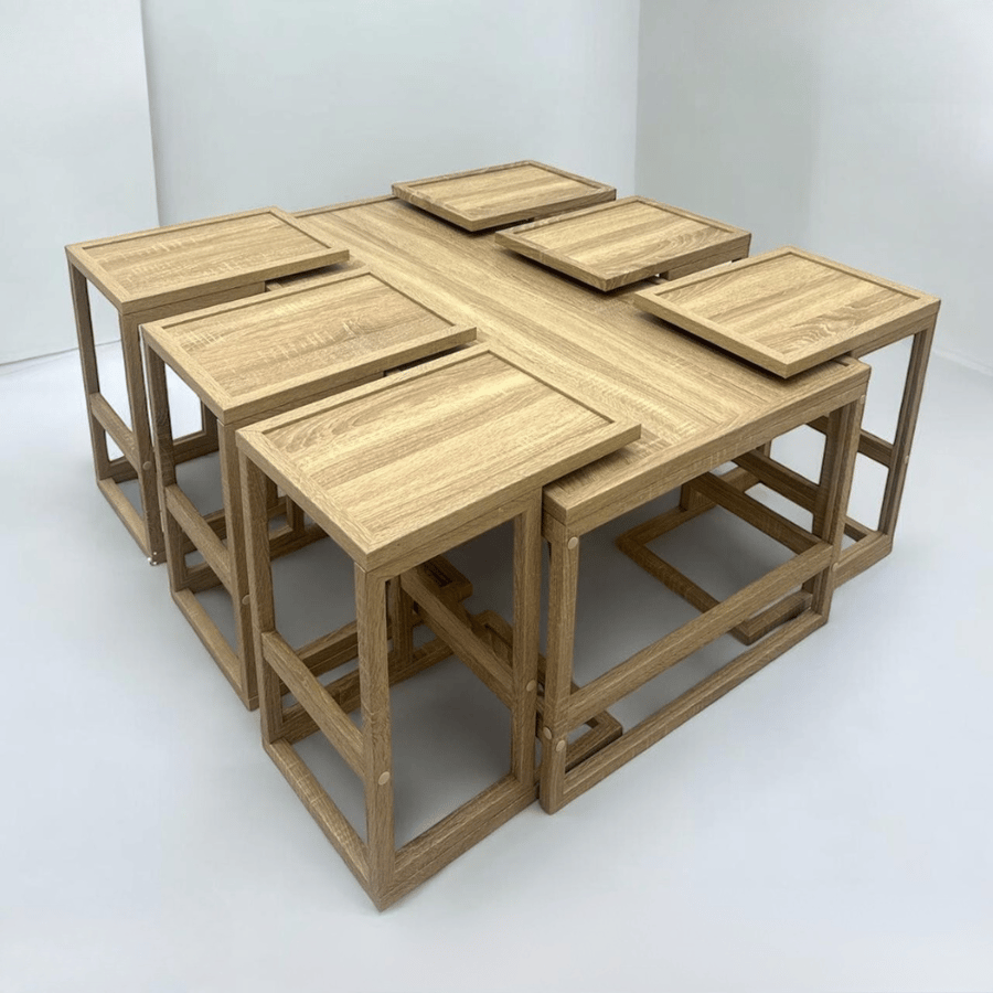 طقم طاولة قهوة 7 قطع تركي - تصميم حديث - طراز أ
