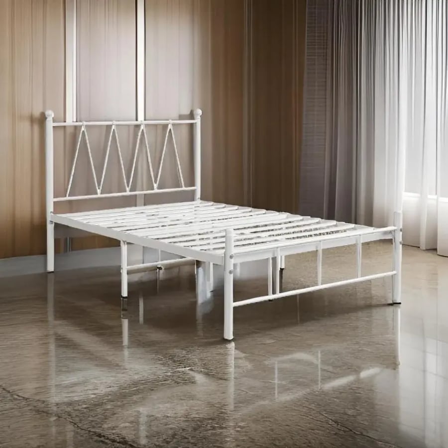 سرير نفر حديد ابيض مقاس 190 سم × 120 سم بتصميم مميز
