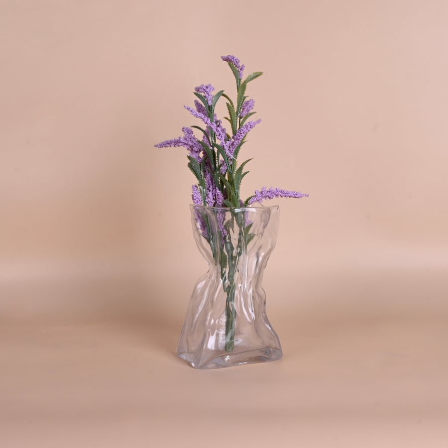 فازة زجاج شفاف مثلج - طراز أ