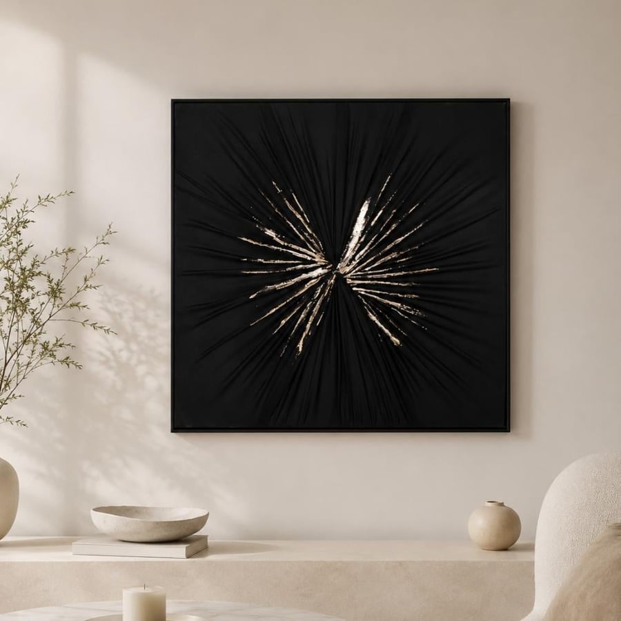 لوحة جدارية ارفيديا فاخرة 80×80 سم بإطار أسود راقٍ بتصميم عصري مميز لإضفاء لمسة من الفخامة والأناقة على ديكور المنزل والمجالس