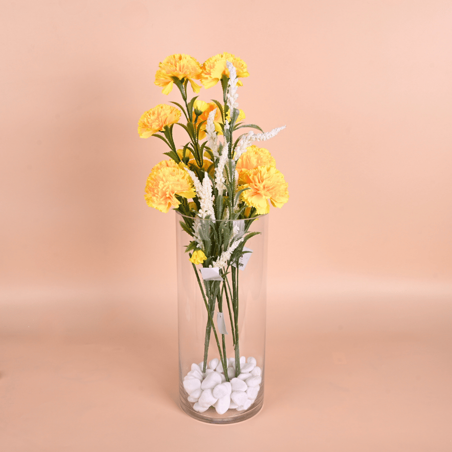 فازة زجاج شفاف اسطواني - طراز ب