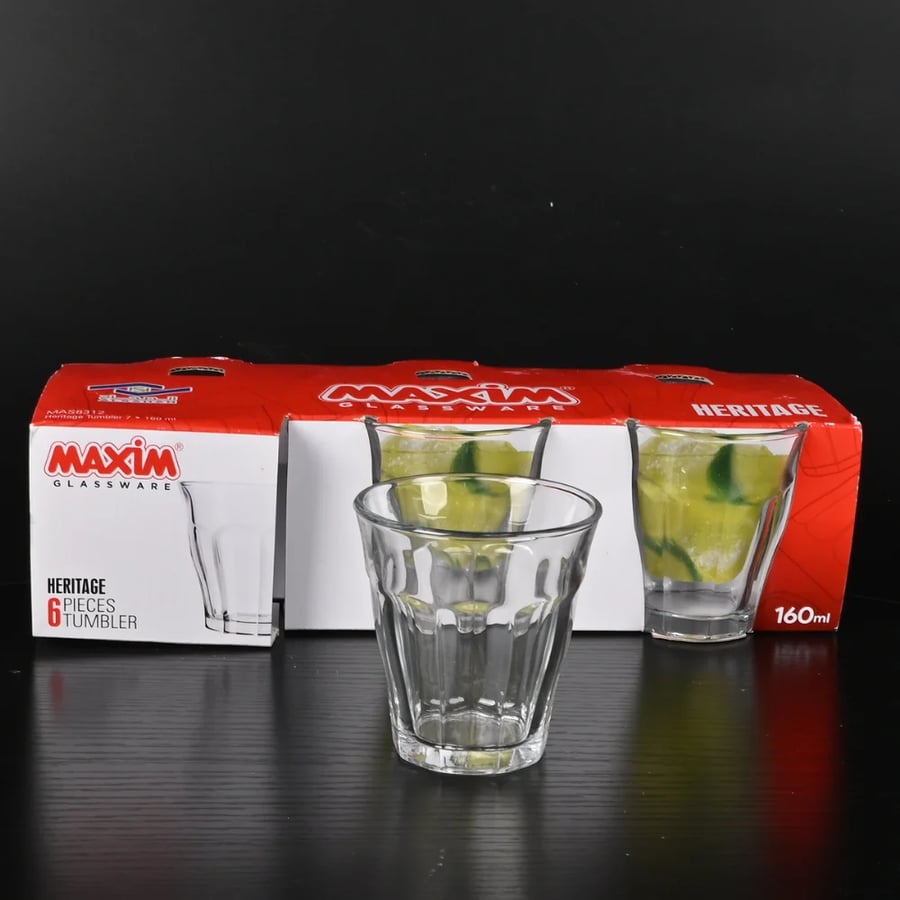 طقم كاسات زجاج 6 حبة 160 مل - طراز ب