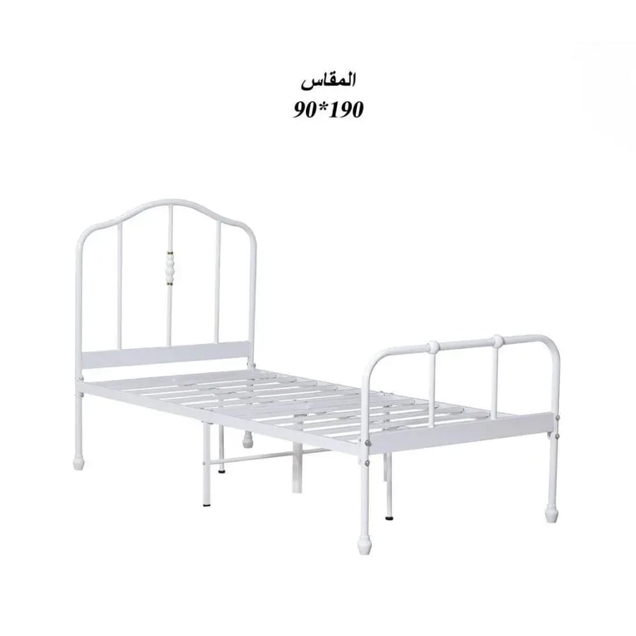 سرير حديد أبيض نفر مقاس 90 سم × 190 سم