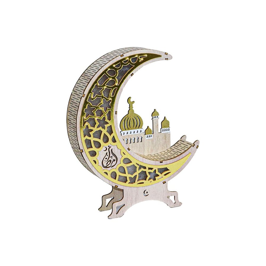 هلال رمضان خشبي مضيء
