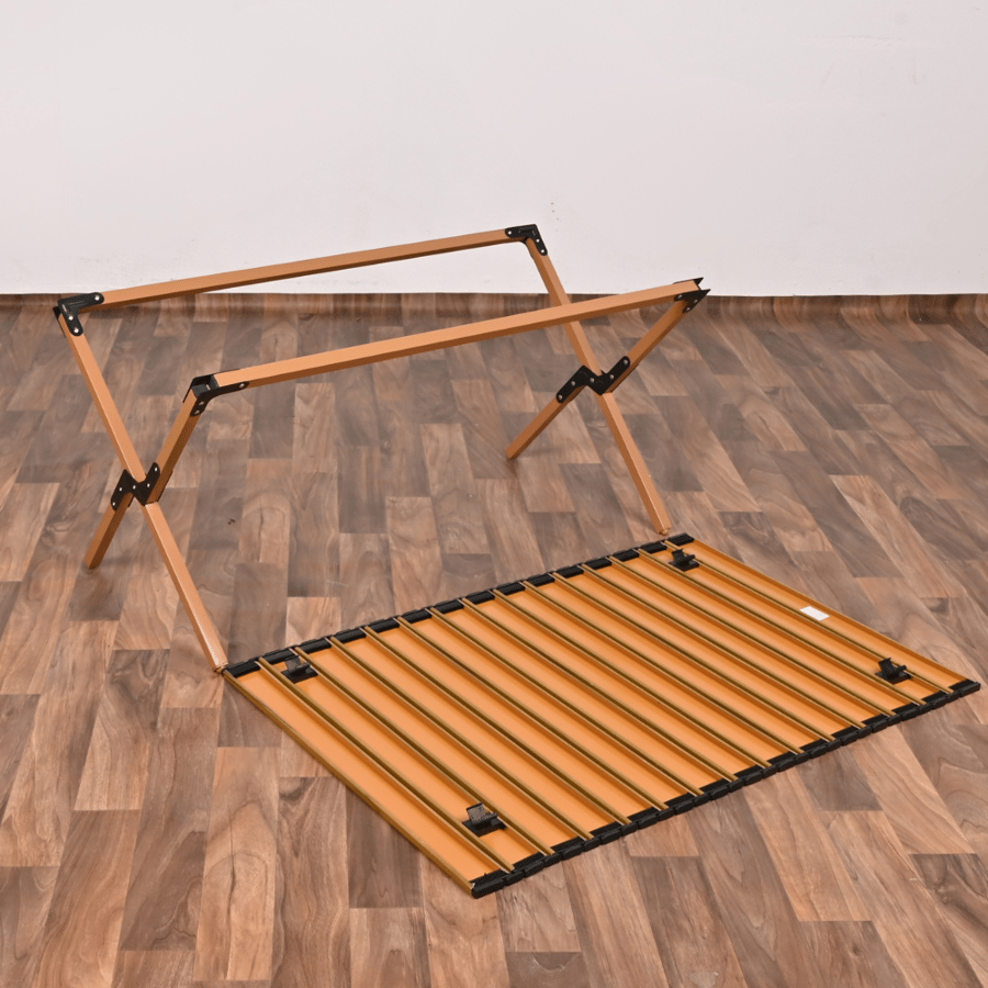 طاولة تخييم ألمنيوم قابلة للطي مقاس 90×60×43 سم لون خشبي – كامبونا طاولة رحلات خفيفة مع شنطة حمل