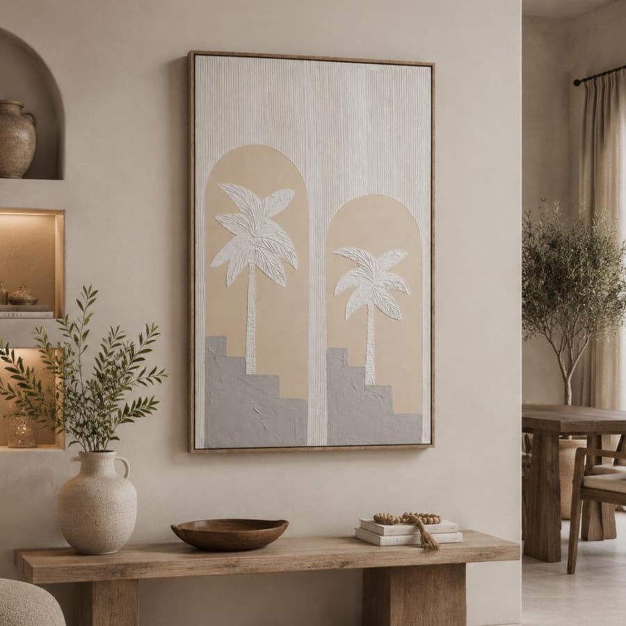 لوحة حائط رادينفا فاخرة 120×80 سم بإطار بيج أنيق – ديكور جداري مودرن راقٍ بتصميم فني فاخر ولمسة عصرية دافئة للمنزل والصالة