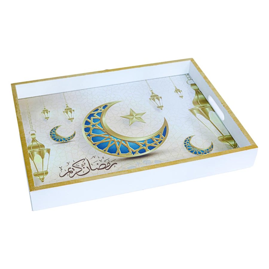طقم صينية تقديم خشب رمضان  2 حبه