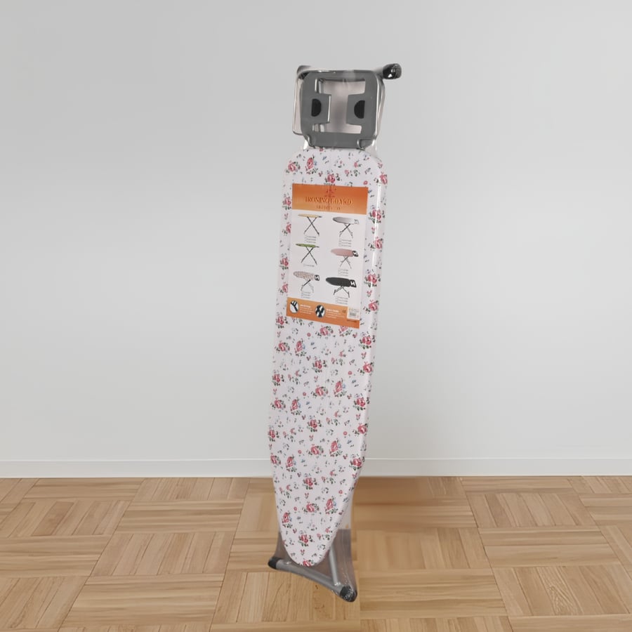 طاولة كوي يورينت الفاخرة مقاس 110×33 سم لون أبيض منقوش شالكي – طاولة كي عصرية بتصميم أنيق وثابت لتجربة كي مريحة واحترافية في المنزل