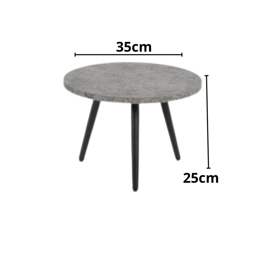 طاولة خدمة استينو الخشبية الفاخرة المدورة مقاس 35×25 سم لون رمادي – طاولة جانبية أنيقة بتصميم عصري راقٍ لغرف المعيشة والمجالس