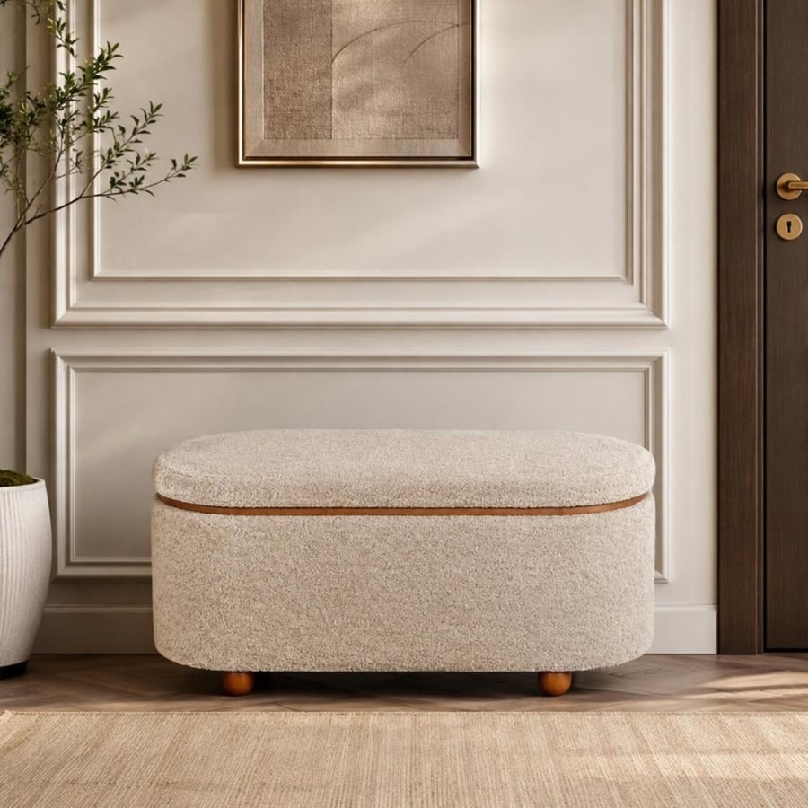 صندوق تخزين قماش بوكليه رفارا 88×35×40 سم لون بني – صندوق تنظيم متعدد الاستخدامات مع غطاء ومقعد مودرن لتخزين الملابس والبطانيات والألعاب
