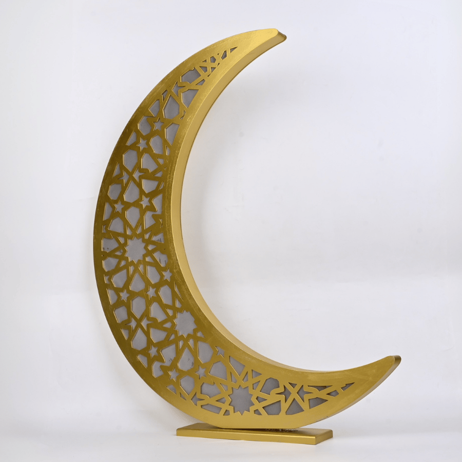 هلال رمضان خشبي لد بتصميم مميز - طراز أ