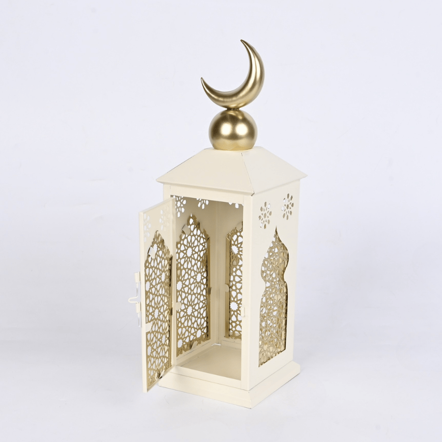 طقم فانوس رمضان شموع ابيض مناسب للديكور الداخلي والخارجي - طراز أ