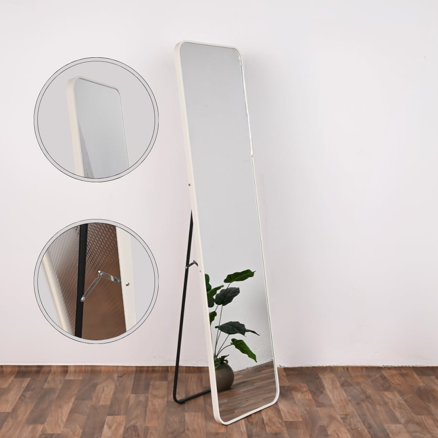 مراية طويلة 160×40 سم إطار ألمنيوم أبيض – ساندراي مناسبة لغرف النوم والديكور