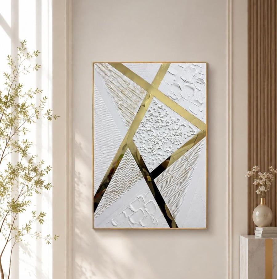 لوحة جدارية سيلفيرا 120×80 سم بإطار ذهبي – لوحة حائط فاخرة بتصميم مودرن وأنيق، ديكور جداري راقٍ للمجالس والصالات