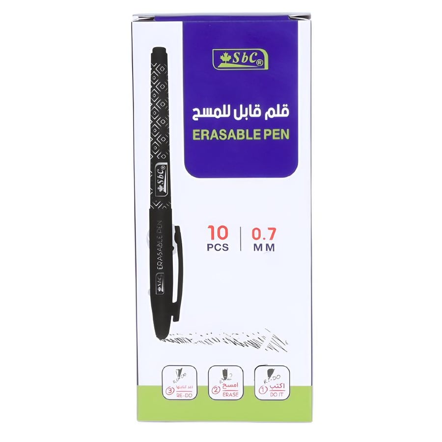 طقم اقلام حبر اسود جل قابل للمسح 10 حبة