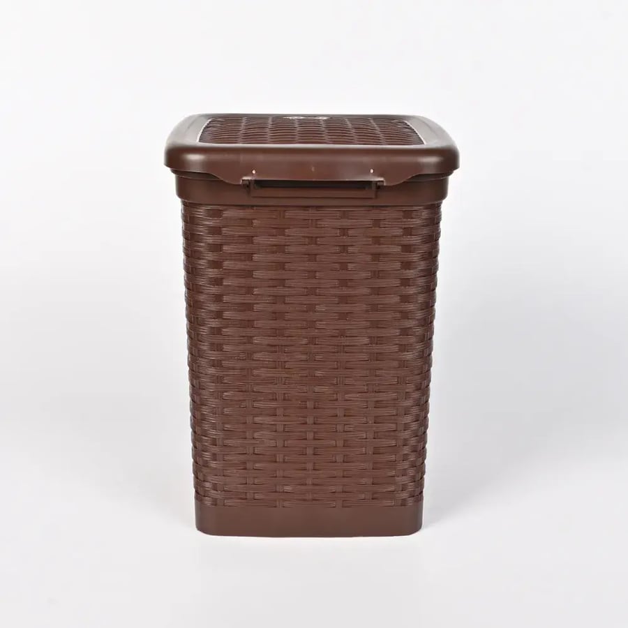 سلة مهملات بلاستيك بني بدعسة – تصميم عملي للمكاتب والمنازل
