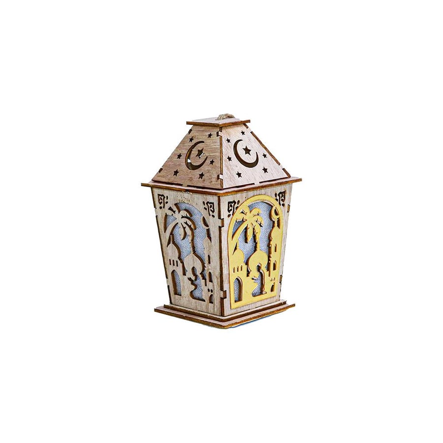 فانوس رمضان خشبي مضيء - طراز و