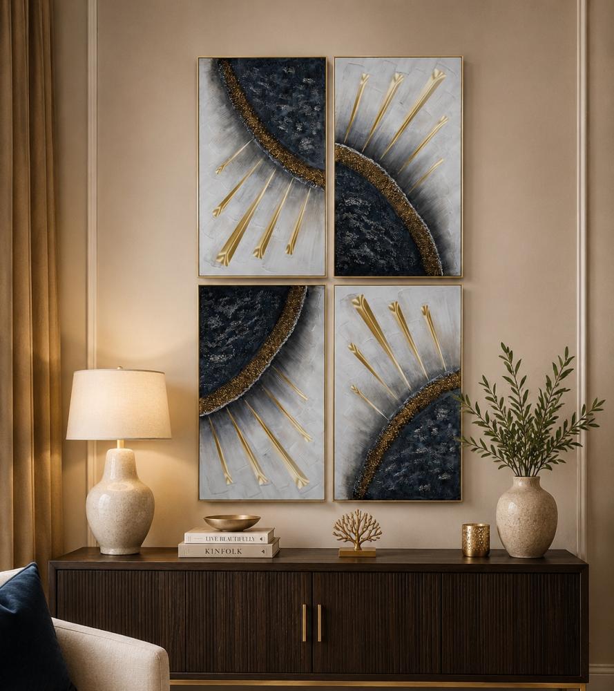 طقم لوحات جدارية 4 حبة فامير فاخرة 180×140 سم – ديكور جداري مودرن أنيق بتصميم فني راقٍ ولمسة عصرية فاخرة للمنزل والصالة والمجلس وغرفة المعيشة والمداخل والفلل