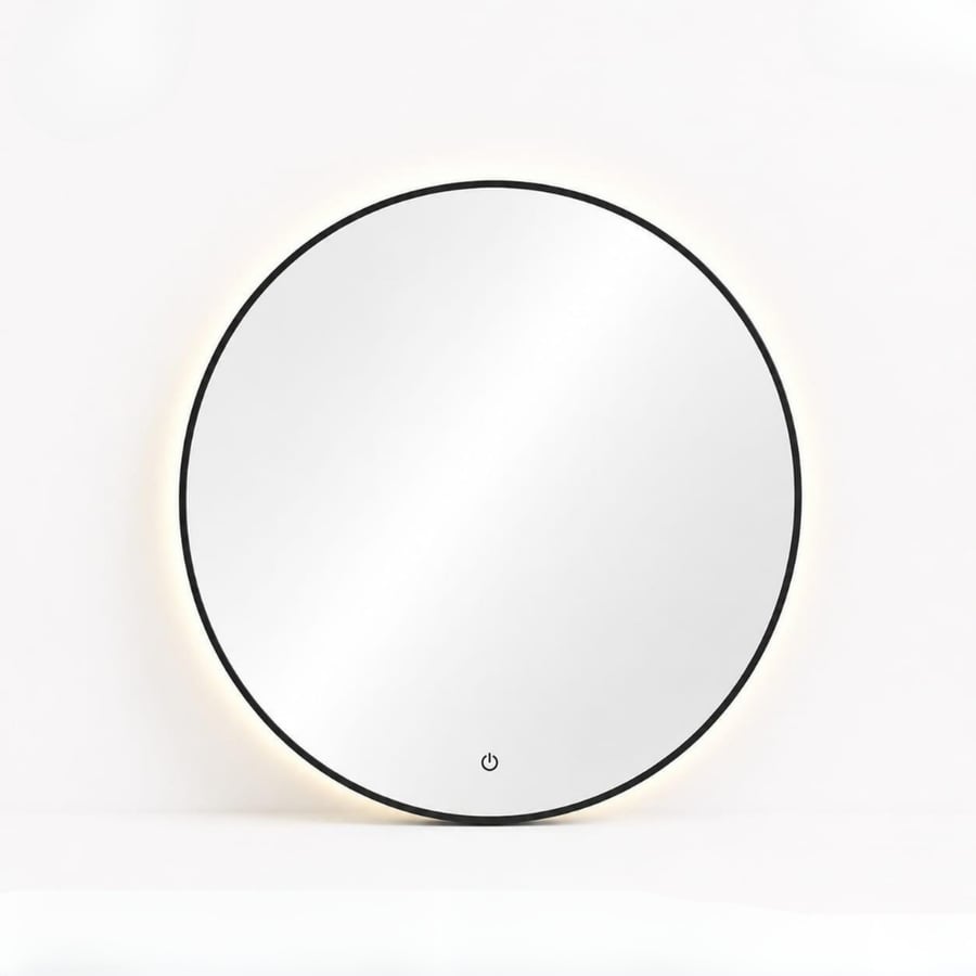 مراية جدارية LED مدورة فاخرة 80 سم اطار اسود بتصميم فيرانترا أنيق ومودرن للديكور العصري وغرف المعيشة الحديثة