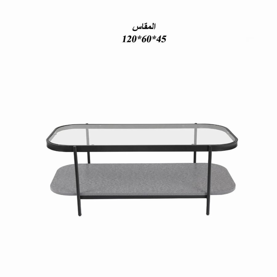 طاولة قهوة خشب مع زجاج مفرد - طراز ب