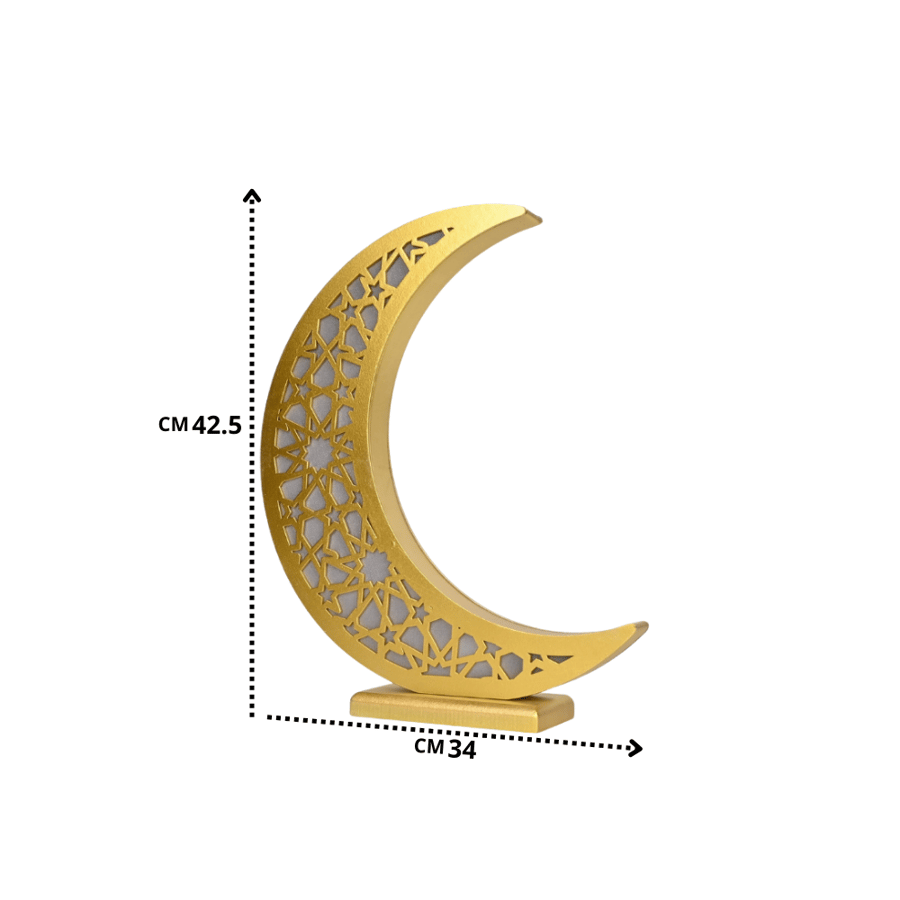 هلال رمضان خشبي لد بتصميم مميز - طراز هـ