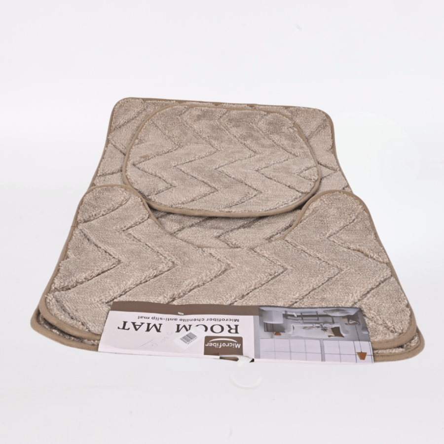 طقم دعاسات أرضية 3 قطع قماش ناعم وغير قابل للانزلاق بيج – مثالي للمداخل وغرف المنزل