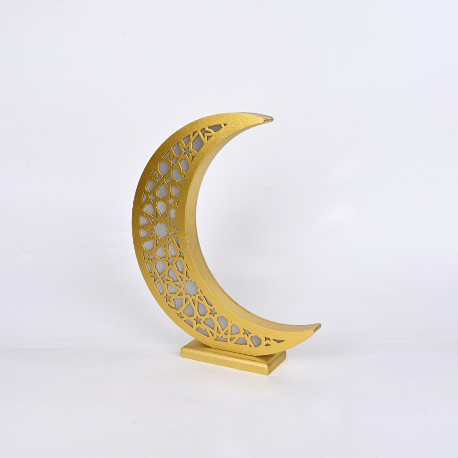 هلال رمضان خشبي لد بتصميم مميز - طراز هـ
