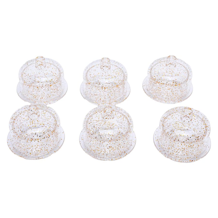 طقم 6 صحون حلا  اكريلك بغطاء - طراز ب
