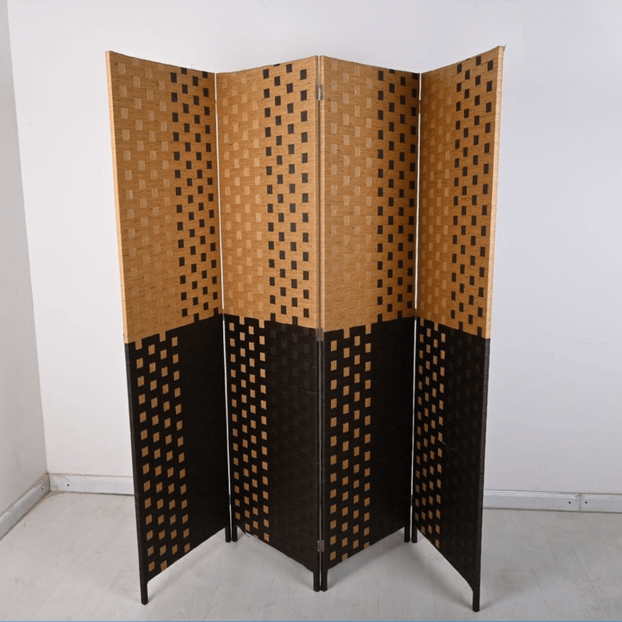بارتيشن خوص180×200 سم 4 درف لون خشبي وبني - ليارا حاجز لتقسيم الغرف