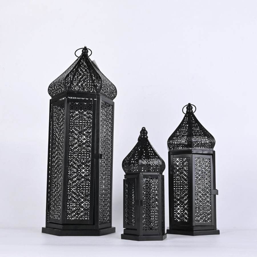 طقم فانوس رمضان شموع 3 حبات  انيق وجذاب - طراز ب