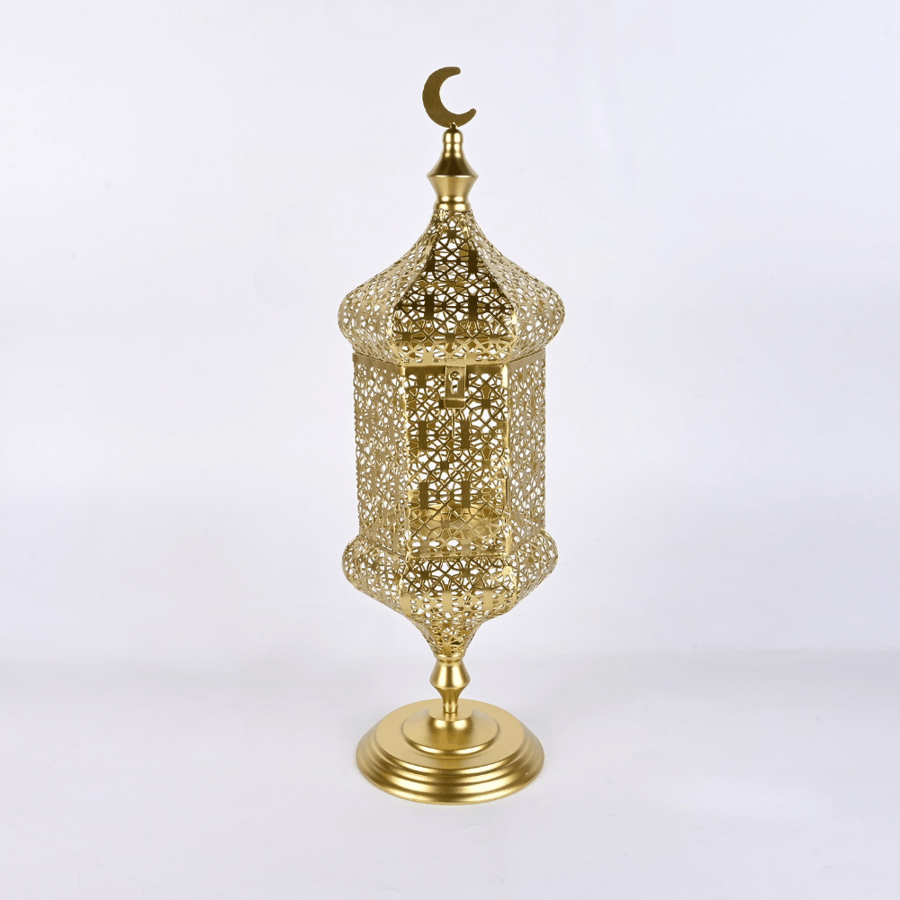 طقم فانوس رمضان شموع 2 حبة ذهبي انيق وجذاب - طراز ب