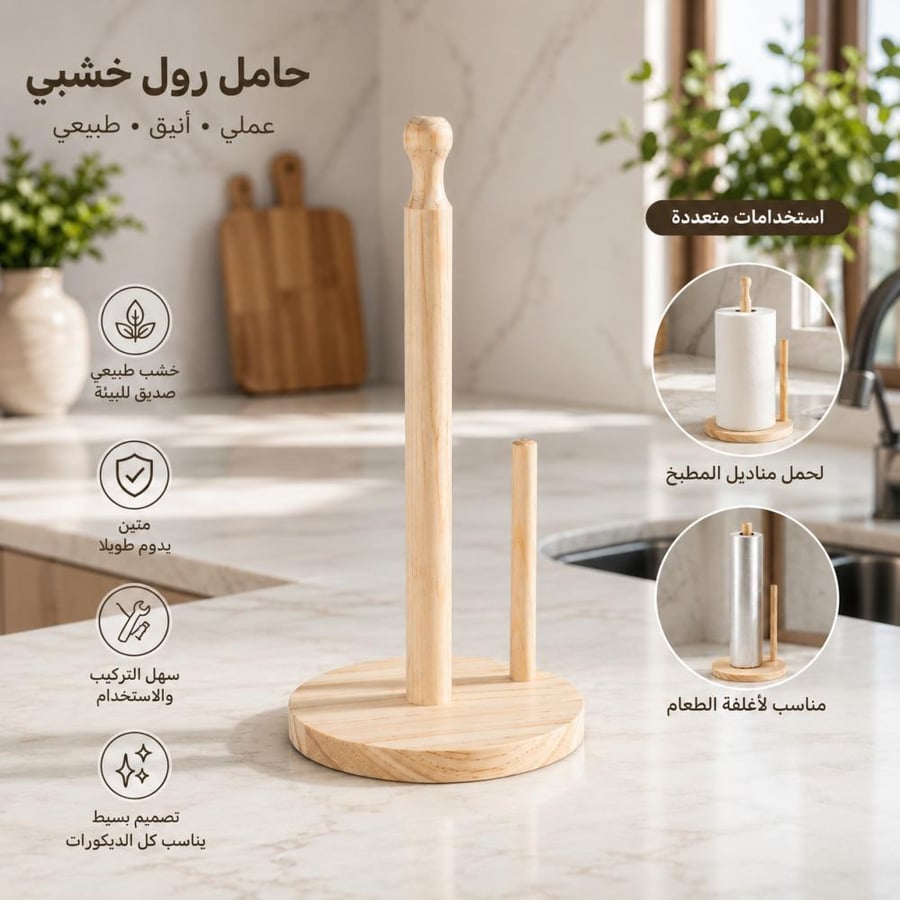 استاند مناديل مطبخ خشبي