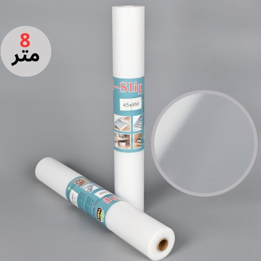 رول بطانة أدراج وخزائن مطبخ 8 متر – شفافة و غير لاصقة و مقاومة للماء ومضادة للانزلاق للثلاجة والحمام والمطبخ - طراز ب