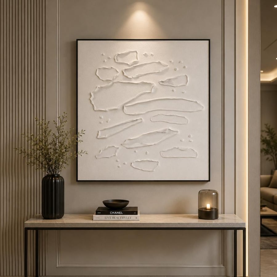 لوحة حائط سياميك فاخرة 100×100 سم بإطار أسود أنيق – ديكور جداري مودرن راقٍ بتصميم فني هندسي فاخر ولمسة عصرية مميزة للمنزل والصالة والمجلس وغرفة المعيشة والمداخل