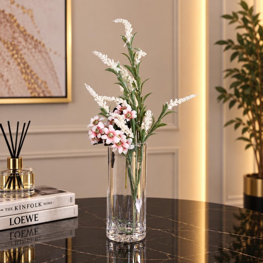 فازة زجاج شفاف اسطواني - طراز أ