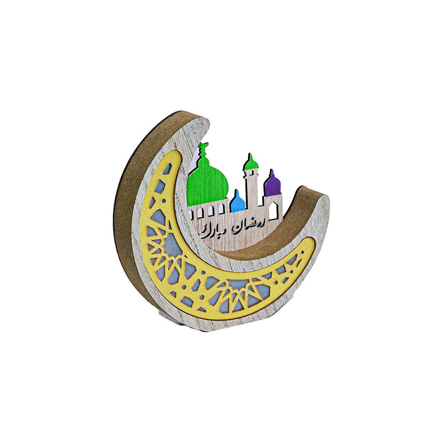 هلال رمضان خشبي مضيء