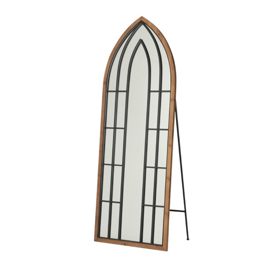 مراية أرضية رونثرا مقوسة 160×60 سم لون خشبي – مرآة كاملة الطول بتصميم مودرن فاخر بإطار خشبي أنيق لغرف النوم وغرف الملابس والمداخل والصالونات