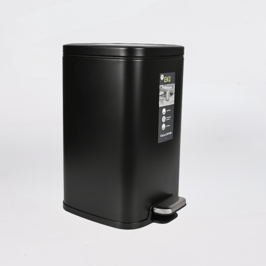 سلة نفايات إيكو بدعسة 12 لتر ستانلس ستيل للمطبخ والحمام – مقاومة للصدأ تصميم عملي أنيق