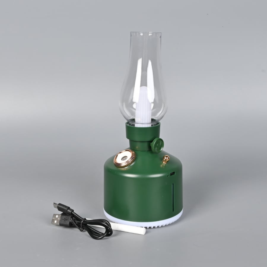 أباجورة LED على شكل فانوس مع فواحة مدمجة لون اخضر – إنارة دافئة علوية وسفلية تصميم فاخر لغرف النوم والمكاتب