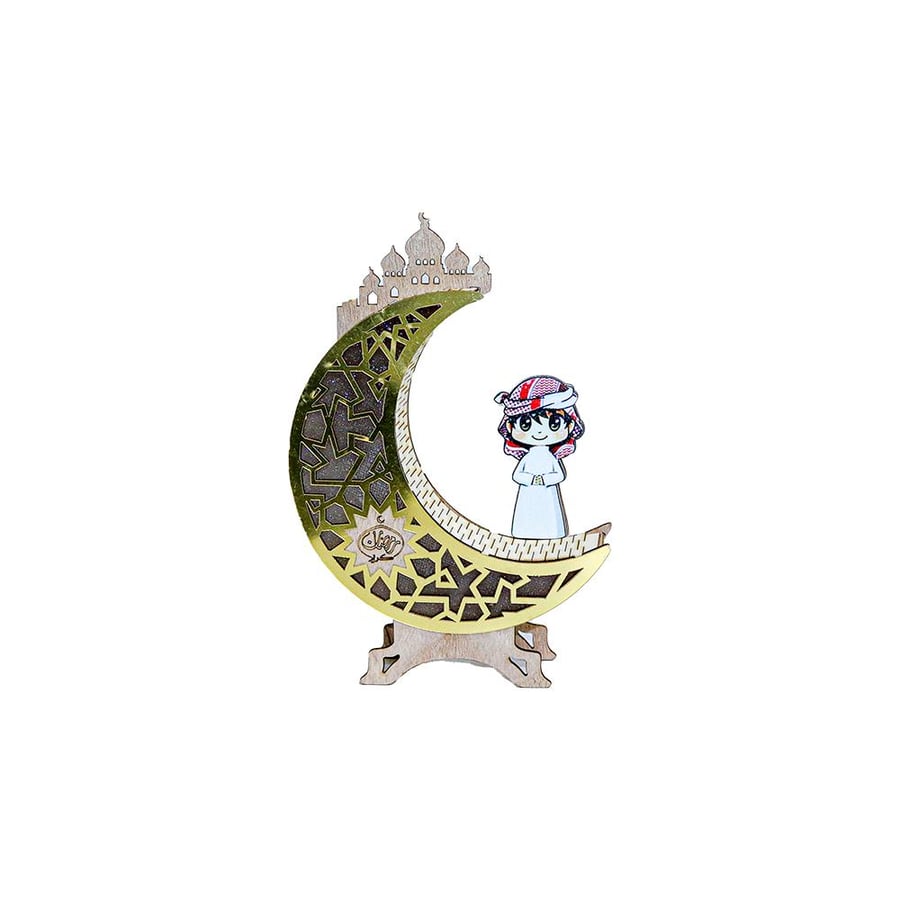 هلال رمضان خشبي مضيء - طراز هـ