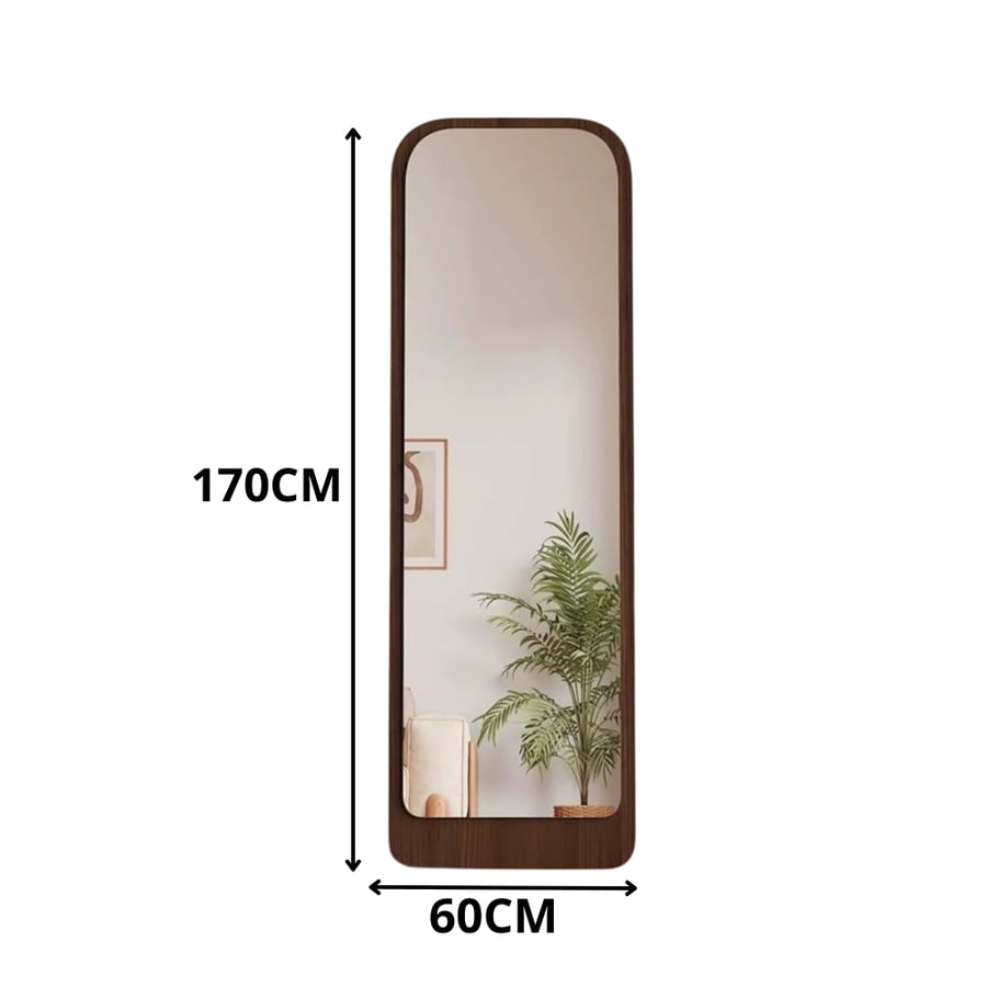 مراية طويلة 170×60 سم بإطار خشب بني غامق – لافيريا تصميم عصري لغرف النوم