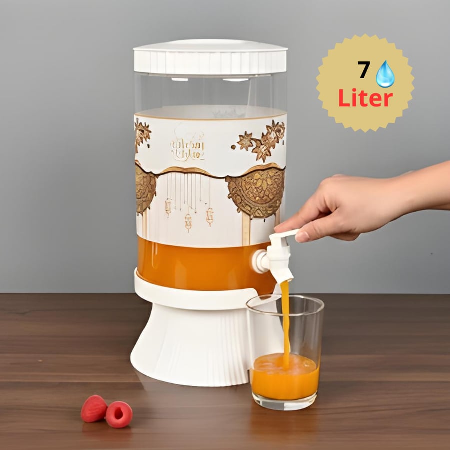 جيك بلاستيك 7.5 لتر مع استاند وبزبوز لون شفاف مع ابيض – جيك رمضاني بتصميم أنيق