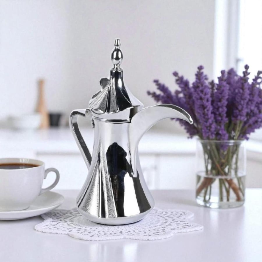دلة المركاز للقهوة العربي فضي -تصميم انيق وراقي