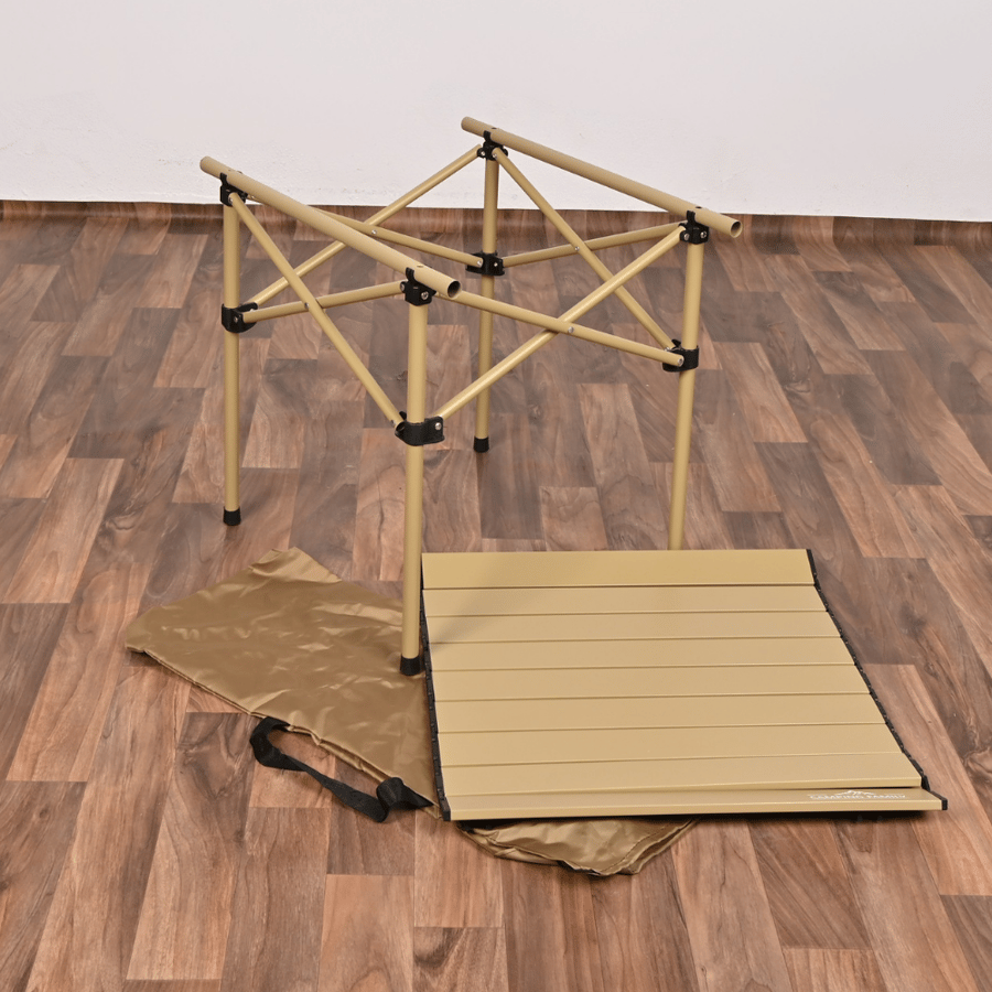 طاولة تخييم ألمنيوم قابلة للطي مقاس 53×50×49 سم – لون بيج – رافينو طاولة رحلات خفيفة مع شنطة حمل