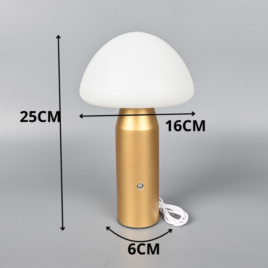 اباجورة LED بتصميم نصف بيضاوي لون ذهبي – فخامة وأناقة لإضاءة غرف النوم والطاولات