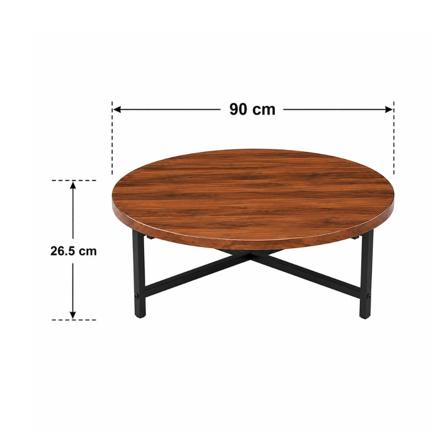 طقم طاولات أرضية زيفرو الخشبية الفاخرة المدورة 1+4 قطع لون بني – طاولات قهوة وشاي بتصميم عصري راقٍ للمجالس الأرضية والضيافة الأنيقة